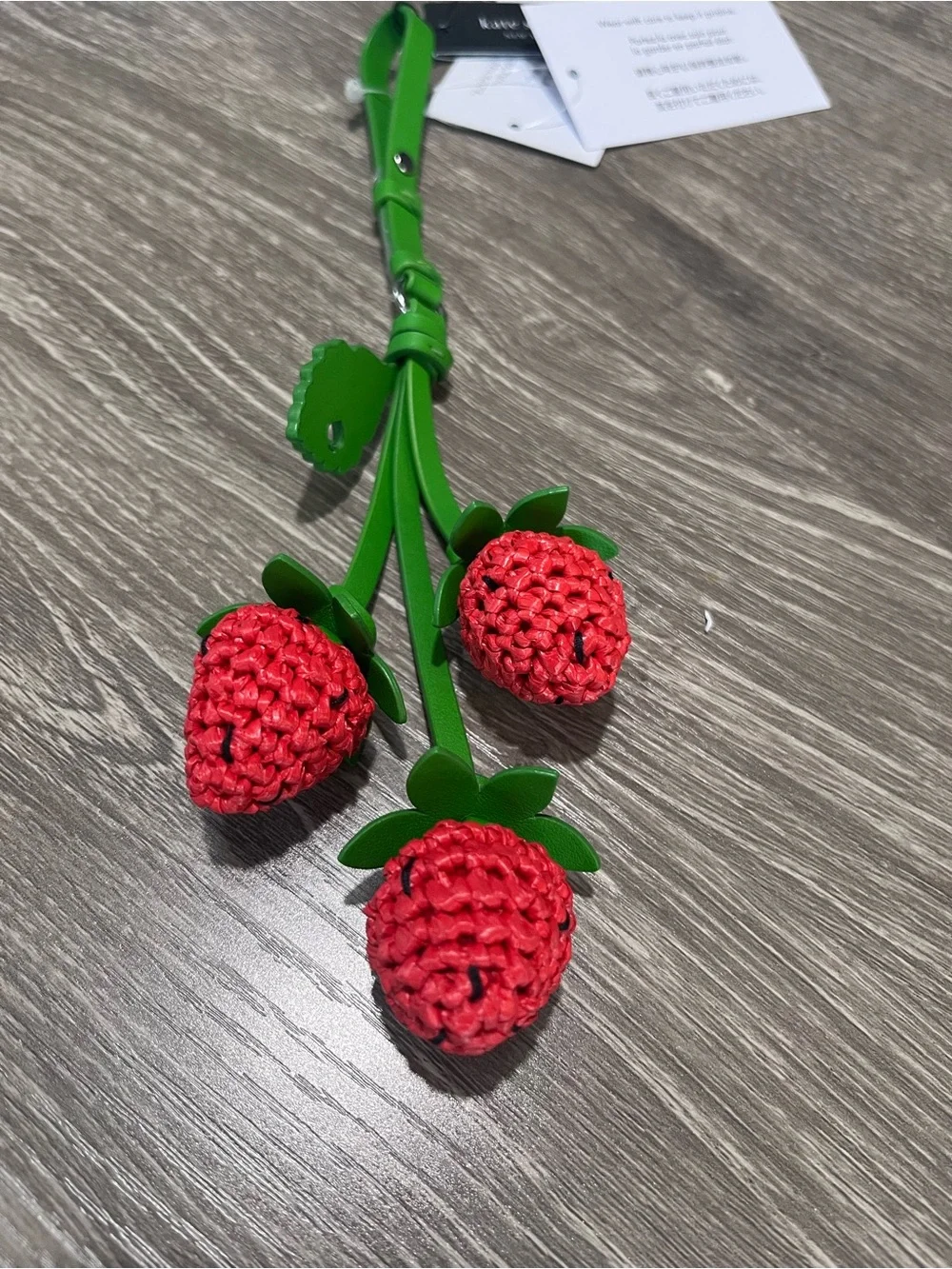 Kate Spade Charmed Strawberry Crochet Bag Charm Keychain Key Fob